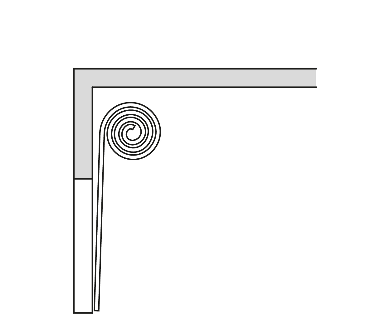 Kampakter Spiralbeschlag