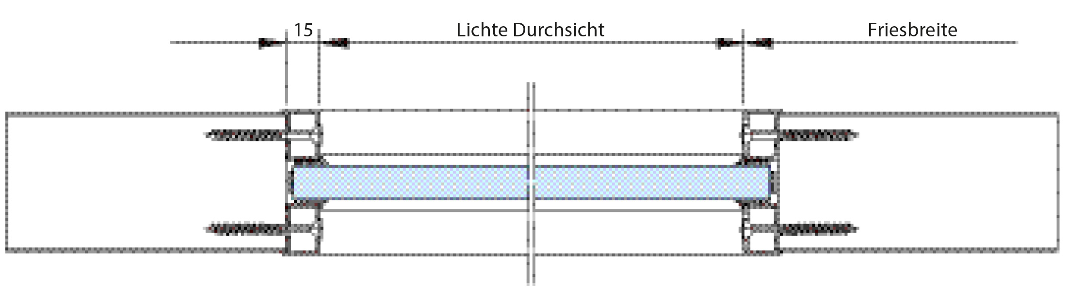 Verglasung mit stumpfem Stahlprofil