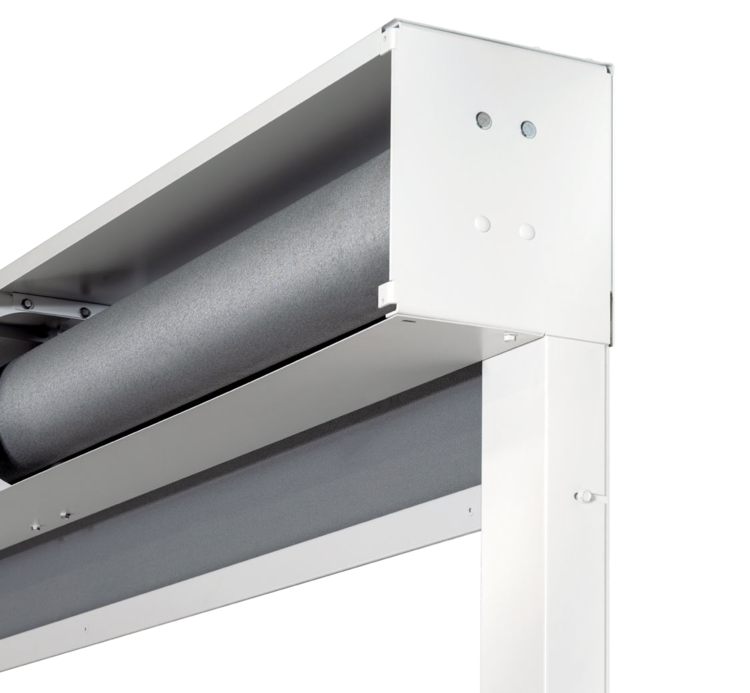 schmale Führungsschiene mit platz- sparendem Wellengehäuse