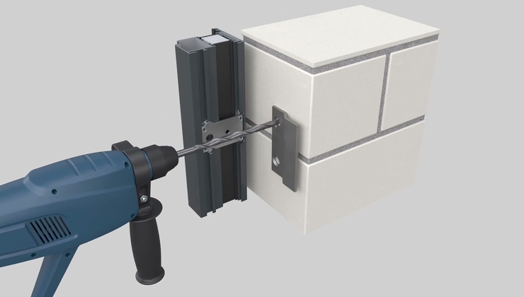 Rohrrahmenmontage - Wandbündige Schraubmontage Mauerwerk/Beton