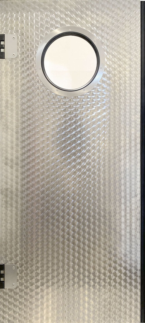 Pendeltür 1-flüglig Edelstahl Kreismattiert