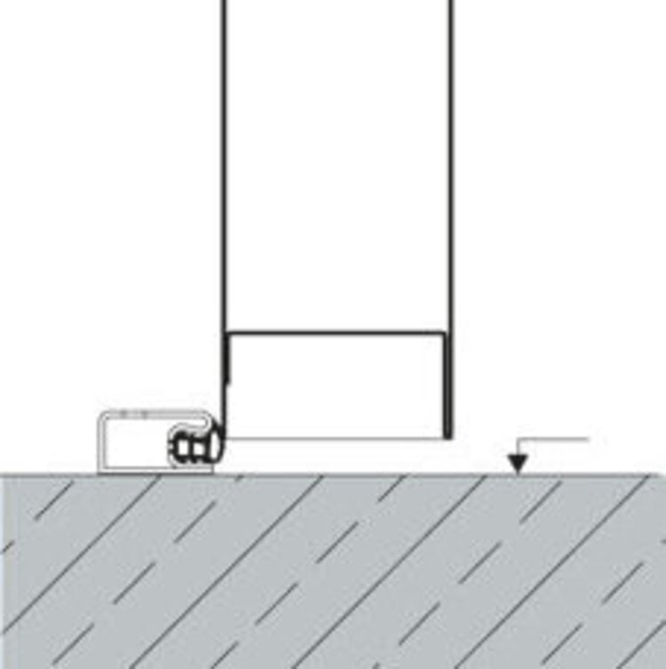 Aufgesetzte Anschlagschiene mit Dichtung