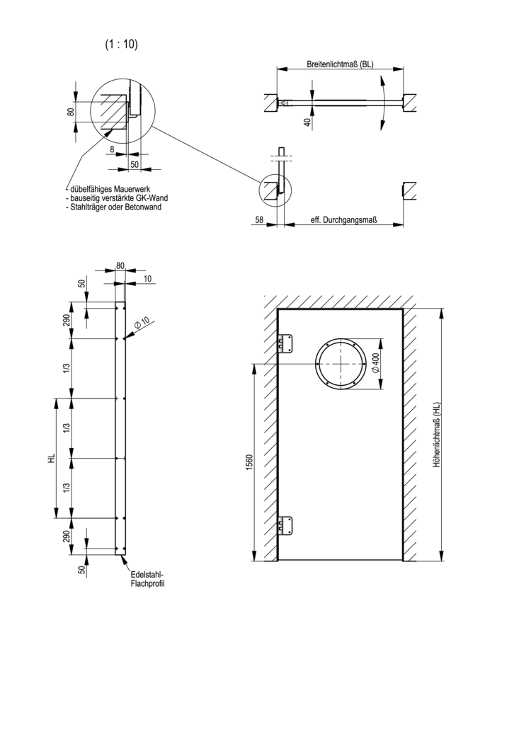 Pendeltür aus Holz und HPL mit Montageplatte - 1-flüglig