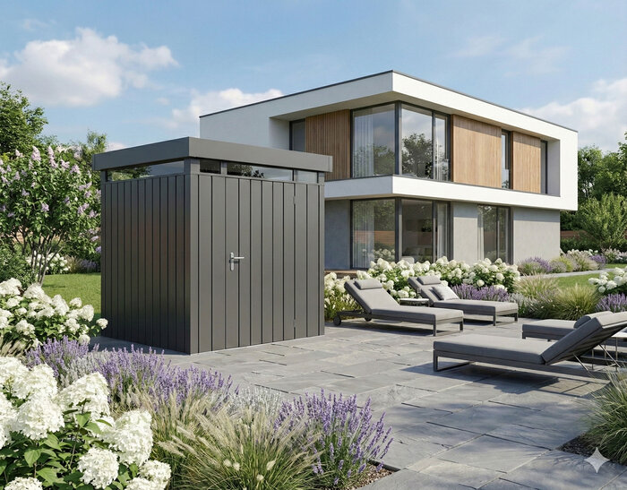 Basic Gerätehaus BFDL 14, Trend, Flachdach Motiv Trend