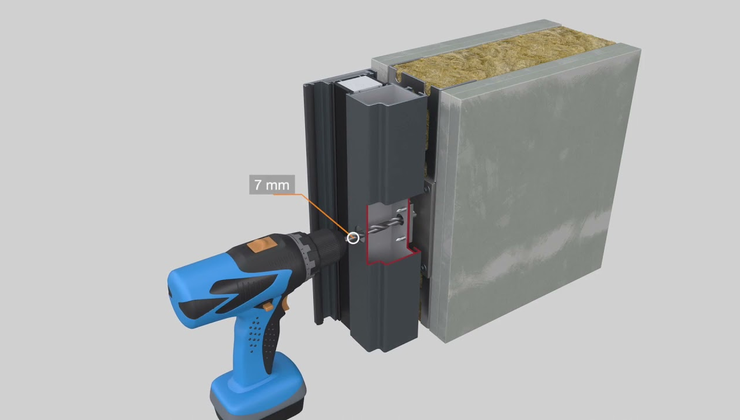 Rohrrahmenmontage - Schraubmontage Leichtbauwand (UA-Profil)