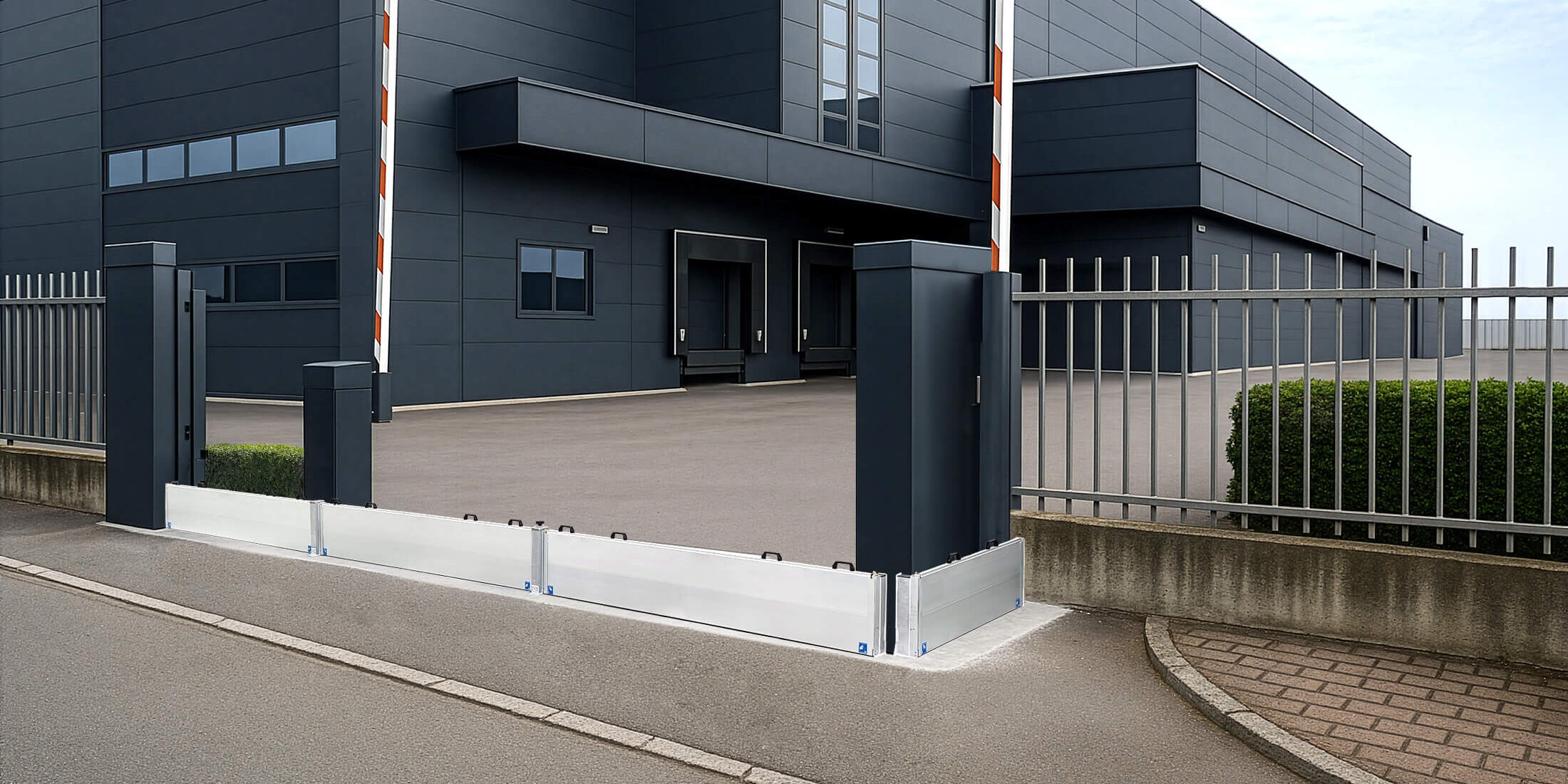 Hochwasserschutzwand aus Alumium