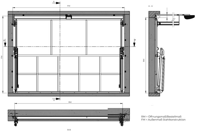 Hochwasserschutz - Schwingtor E (Einbau hinter der Öffnung)