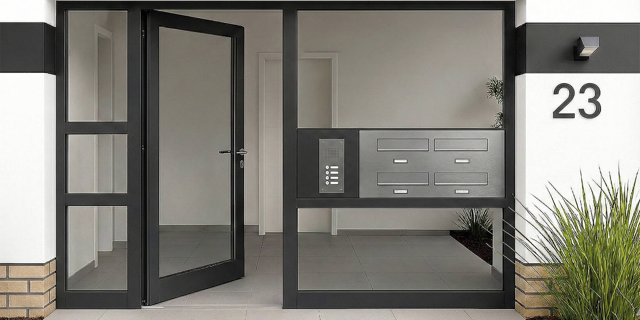 Hauseingänge und Briefkastenanlagen