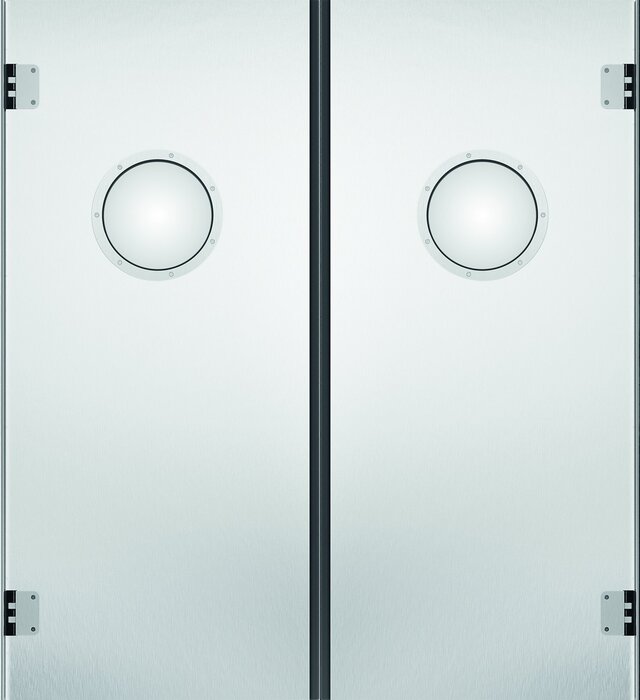 Pendeltür 2-flüglig Edelstahl geschliffen