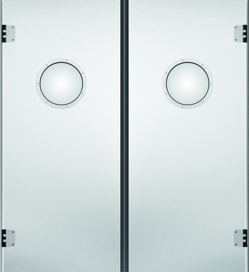 Pendeltür 2-flüglig Edelstahl geschliffen