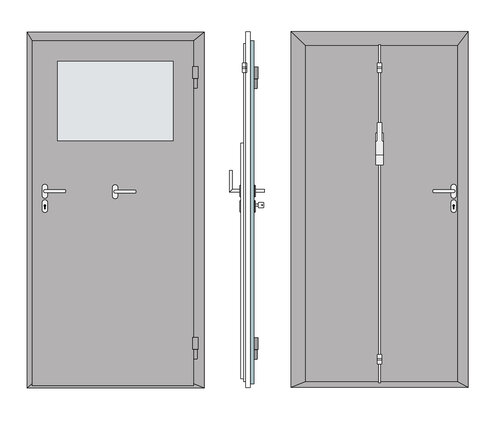 Hochwasserschutz - Stahltür V6 (Einbau zwischen der Leibung - thermisch getrennt)