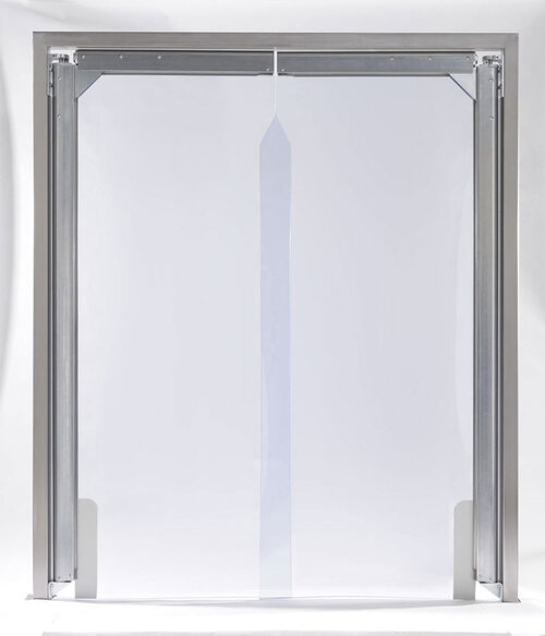 Pendeltür 2-flüglig mit Farbe PVC 110 (180° Öffnungswinkel)