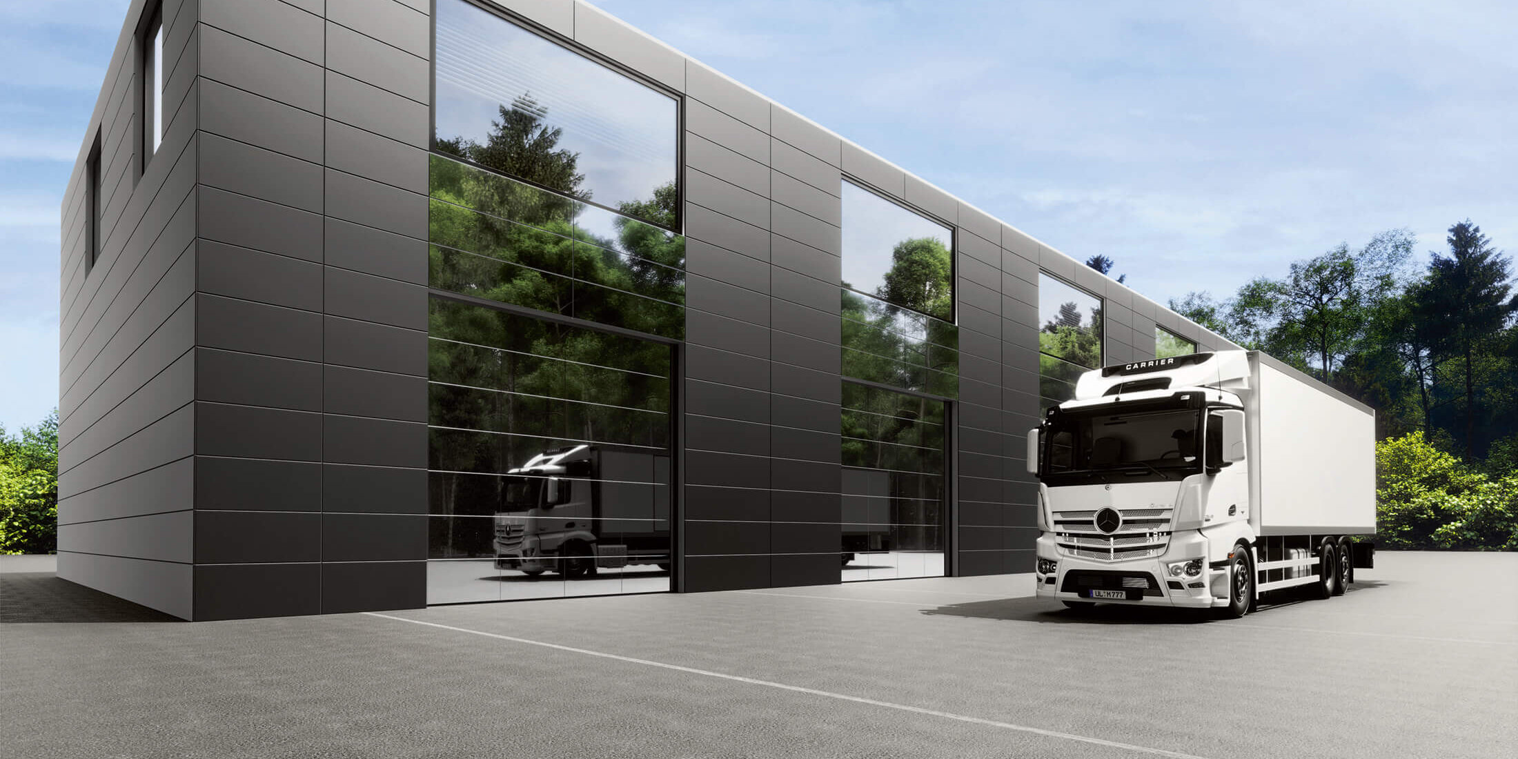 Großflächig verglaste Aluminium-Sektionaltore