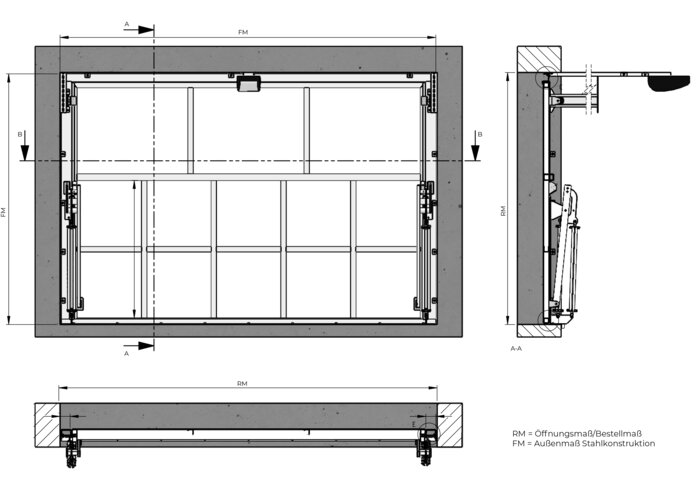 Hochwasserschutz - Schwingtor V500 (Einbau in der Öffnung)