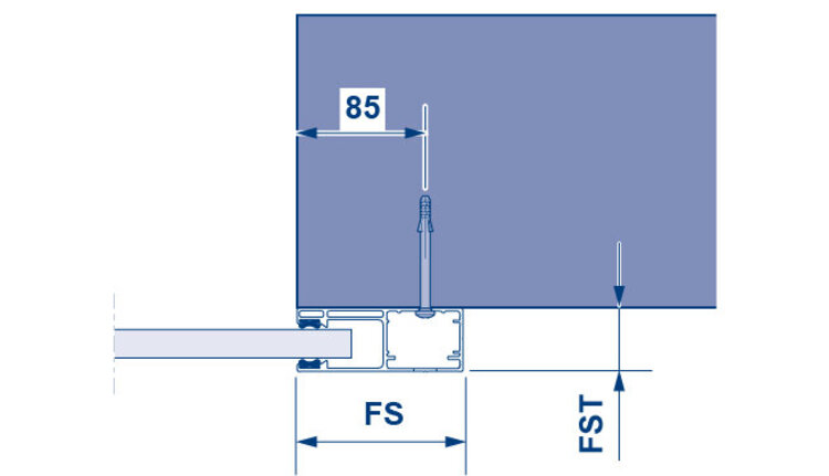 Platzbedarf Führungsschiene FS110x42